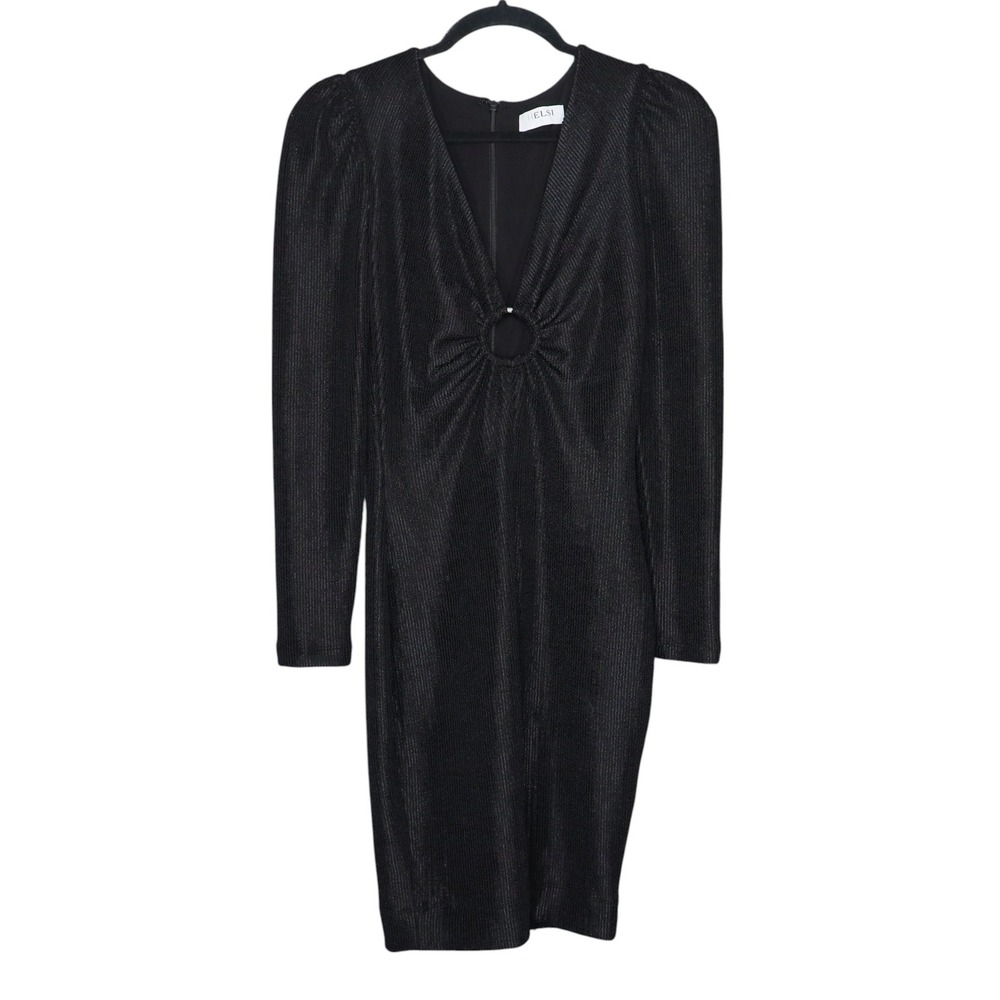 HELSI Bodycon Dress Womens Size Small Black Long Sleeve Cut Out Party Cocktail